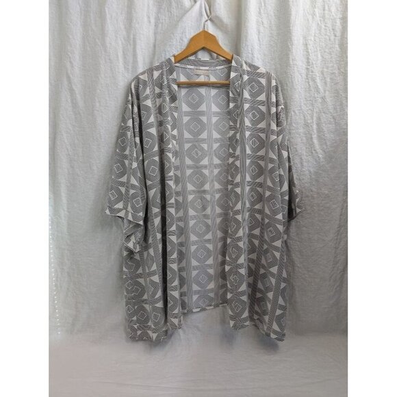 Summer Rose kimono style swim suit cover beach travel black & white geometric V3 - Picture 1 of 7